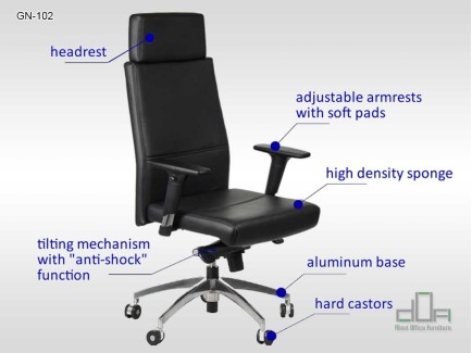 Scaun de birou rotativ, ergonomic, pivotant GN-102 Negru #AboutOfficeFurniture