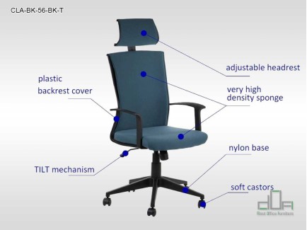 Scaun de birou rotativ, ergonomic, pivotant CLAYTON CLA-BK-56-BK-T #AboutOfficeFurniture